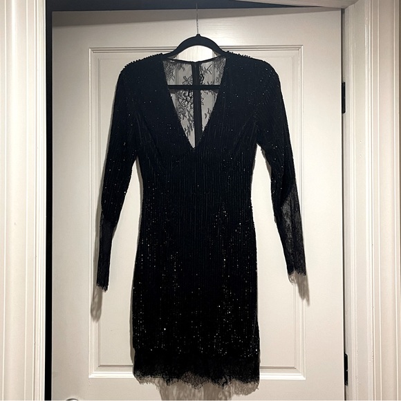 NWOT Black Sequin Embellished  Lace Dress - Picture 3 of 10